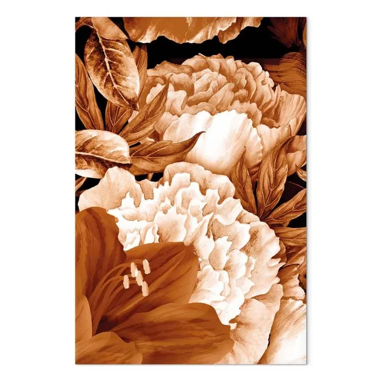 Bukett av liljor och pioner i sepia - fotografi av blommor i sepiafärg