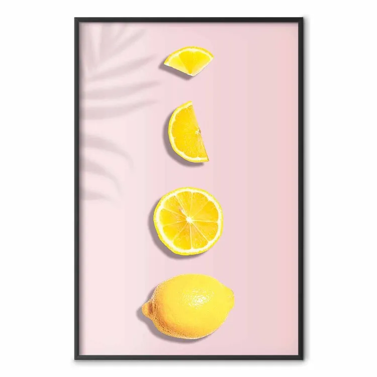 En bit exotism - citron i olika snitt på pastellbakgrund