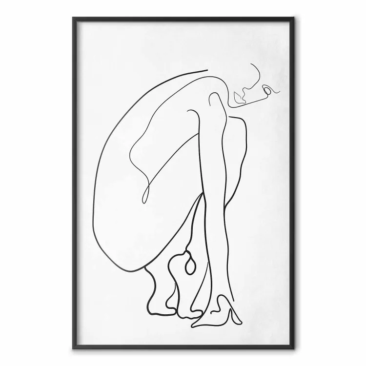 Perfekt linje - line art av kvinnosilhuett på kontrasterande bakgrund