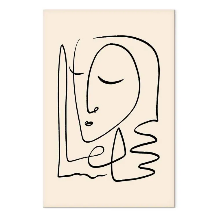 Minnenas lätthet (1-del) vertikal - linjär konst av ett ansikte i boho-stil