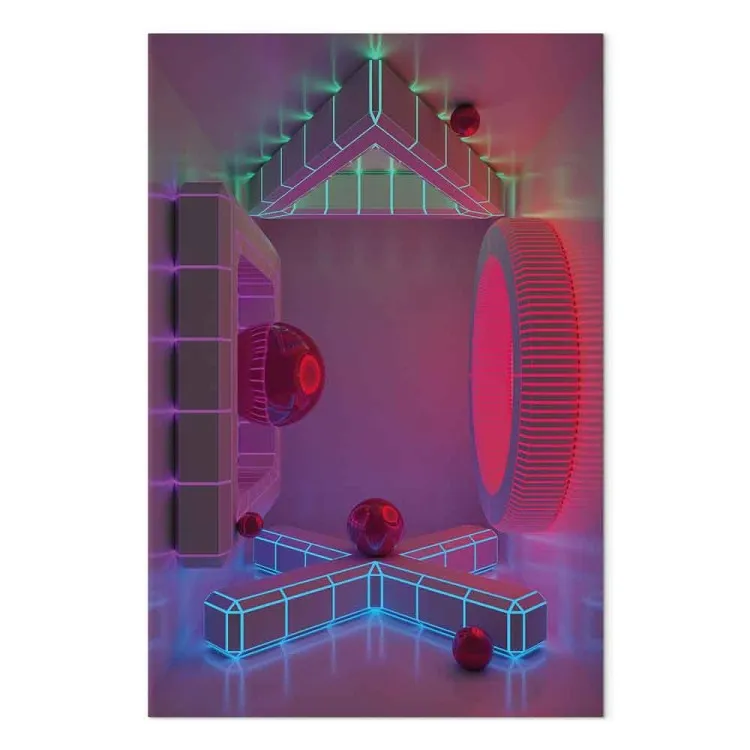 Fyra väggar (1-del) vertikal - futuristiska färgglada figurer