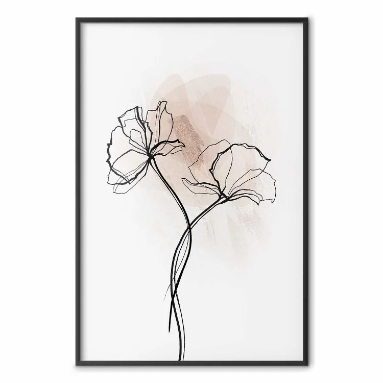 Väg till solen - växt med blomma på ljus bakgrund i line art stil