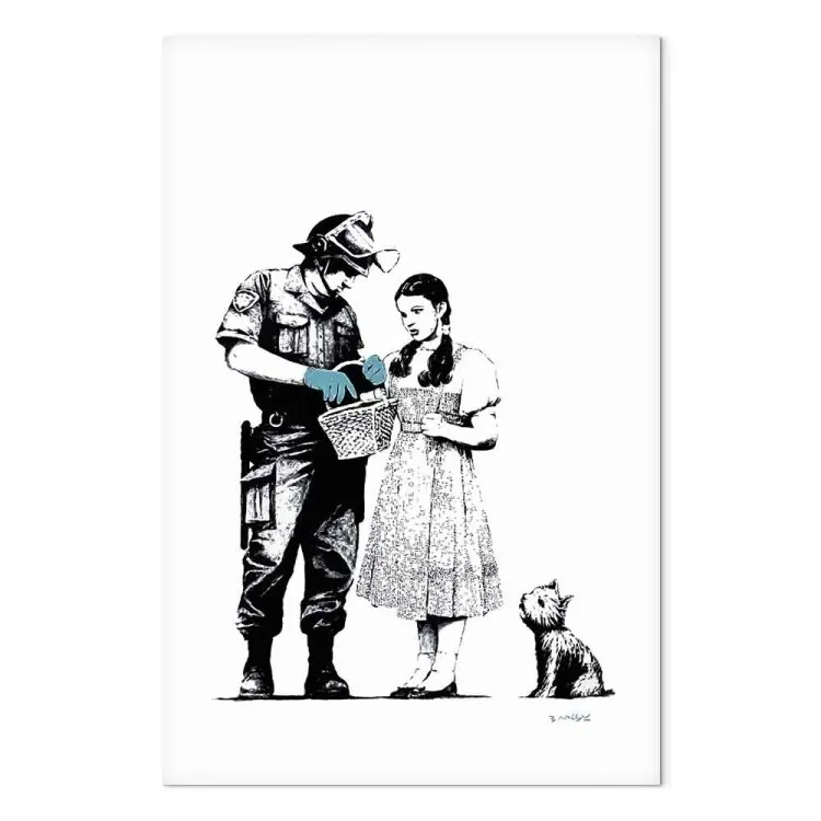 Flicka, hund och polis - ungdomlig gatukonst stil grafik