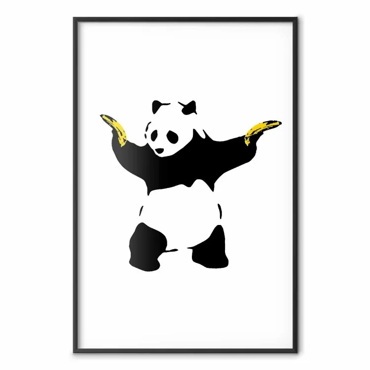 Banksy: Banana Armed Panda - svartvit panda med bananer