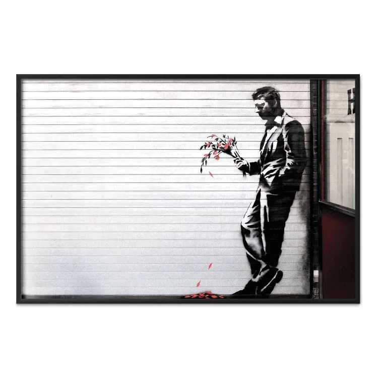 Banksy: Man with Flowers - romantisk street art