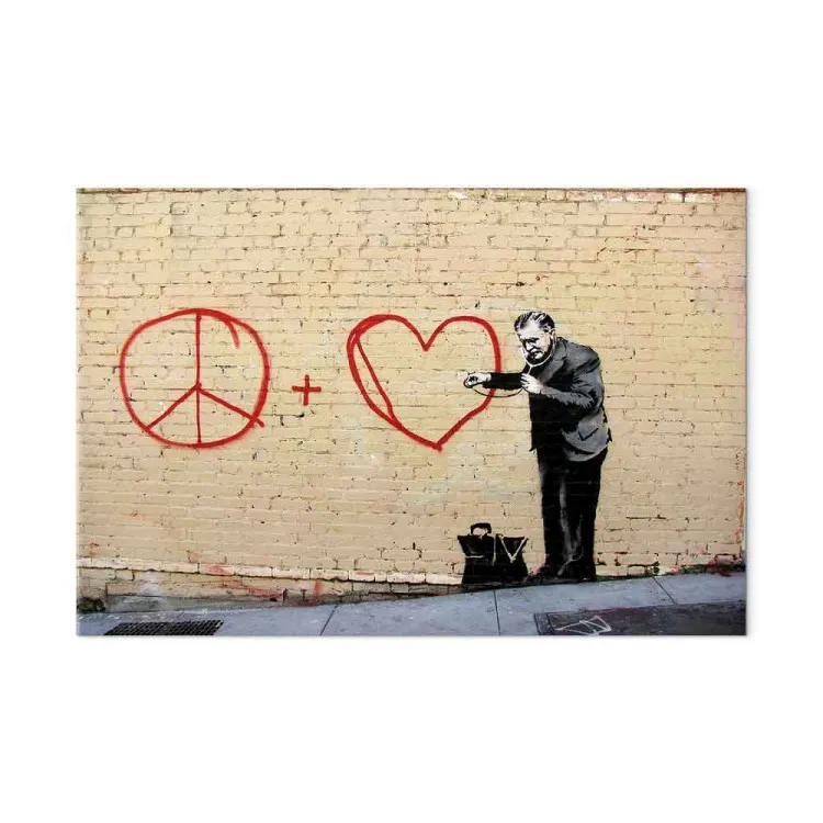 Pacifistisk läkare (Banksy) - gatukonst av en man på en tegelvägg