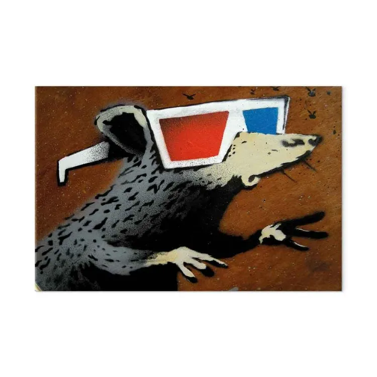 Råtta i 3D-glasögon (Banksy) - gatukonst av ett tjusigt djur