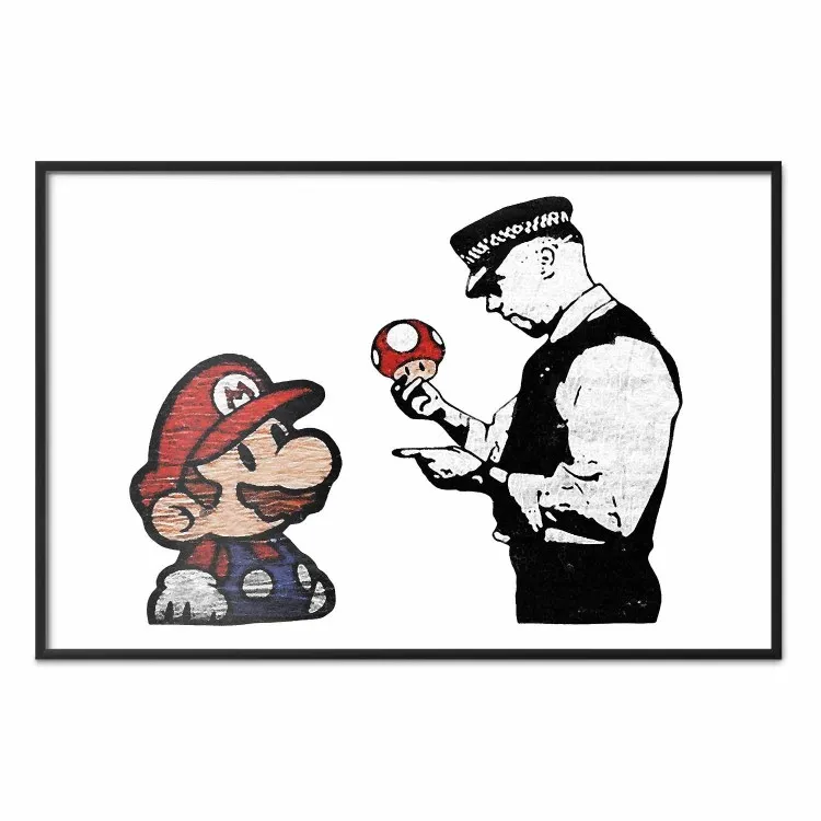Banksys Mario - polis och svamp street art