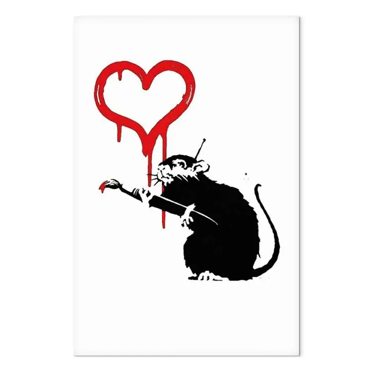 Love Rat (1-piece) vertikal - gatukonst av en råtta som målar hjärtan