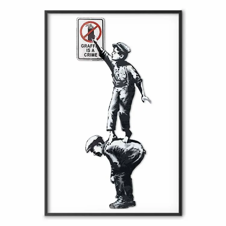 Banksy Graffiti är ett brott - röd kryssad färgburk
