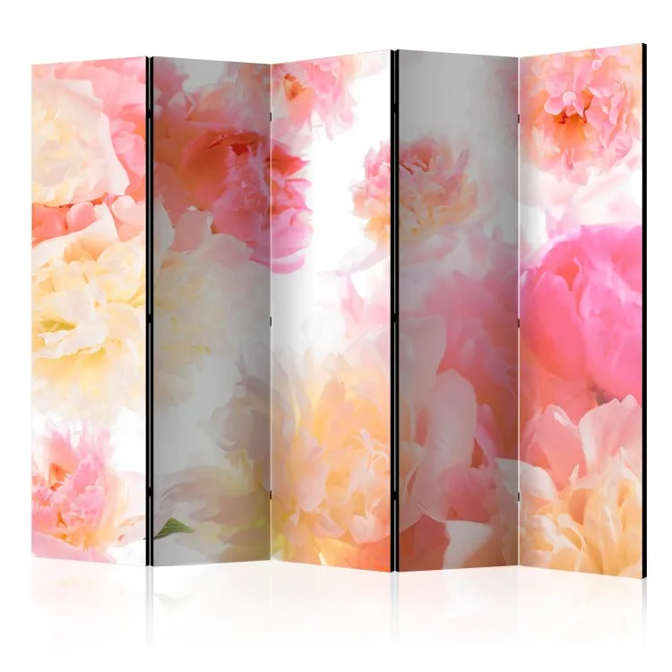 Pastell pioner II (5-delad) - Naturliga rosa blommor