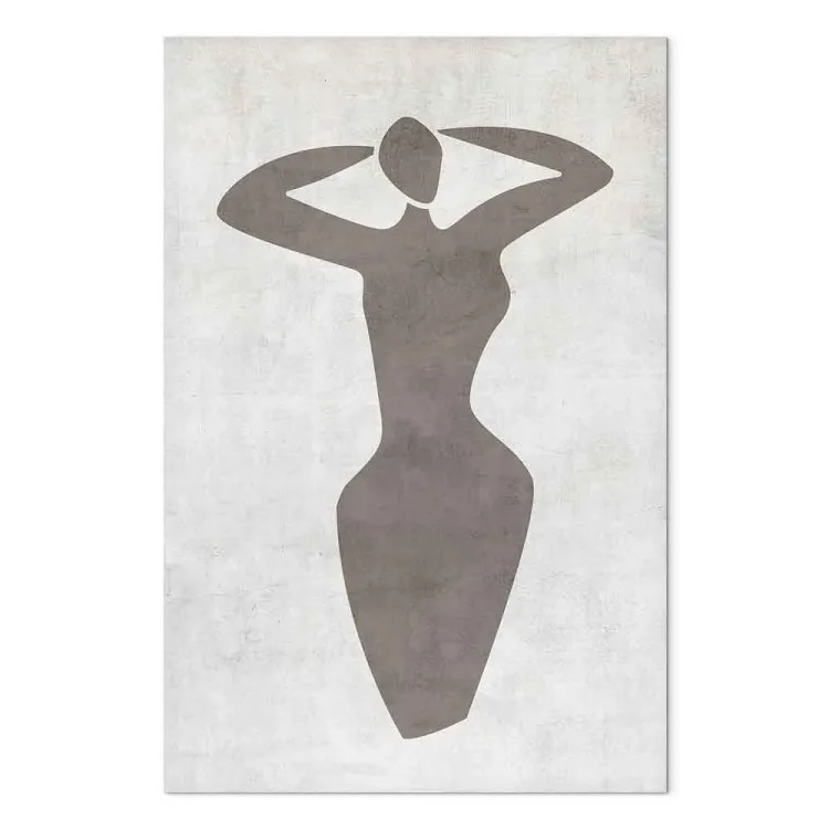 Kvinna med upphöjda händer - svart och vit boho stil grafik
