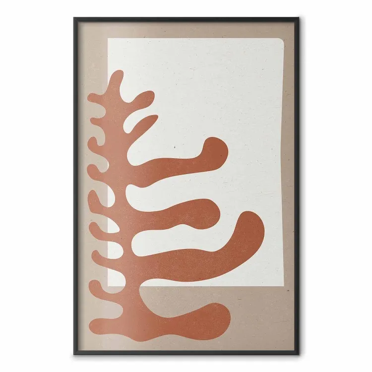 Matisse blomma - abstrakta bruna löv på beige och grå bakgrund