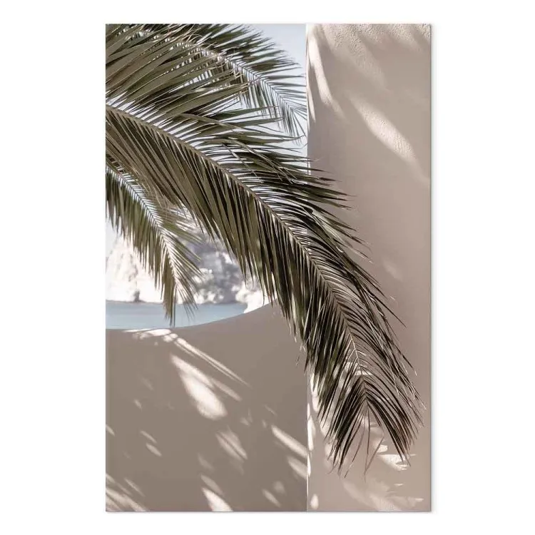 Terrass med utsikt (1-panel) vertikal - blad från en palm i Marocko