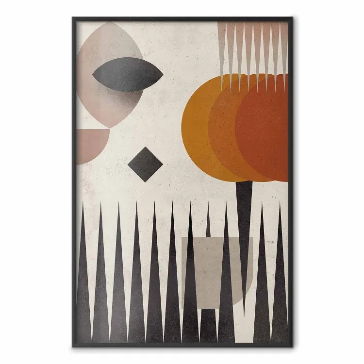 Solen och bergen - färgglada geometriska figurer abstrakt stil