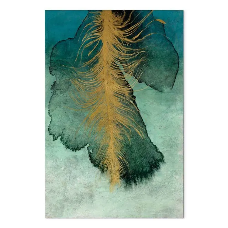 Himmelskomposition (1-panel) vertikal - abstrakt blad och fjäder