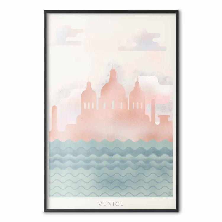 Venedig - grafisk illustration av hav och basilika i pastell