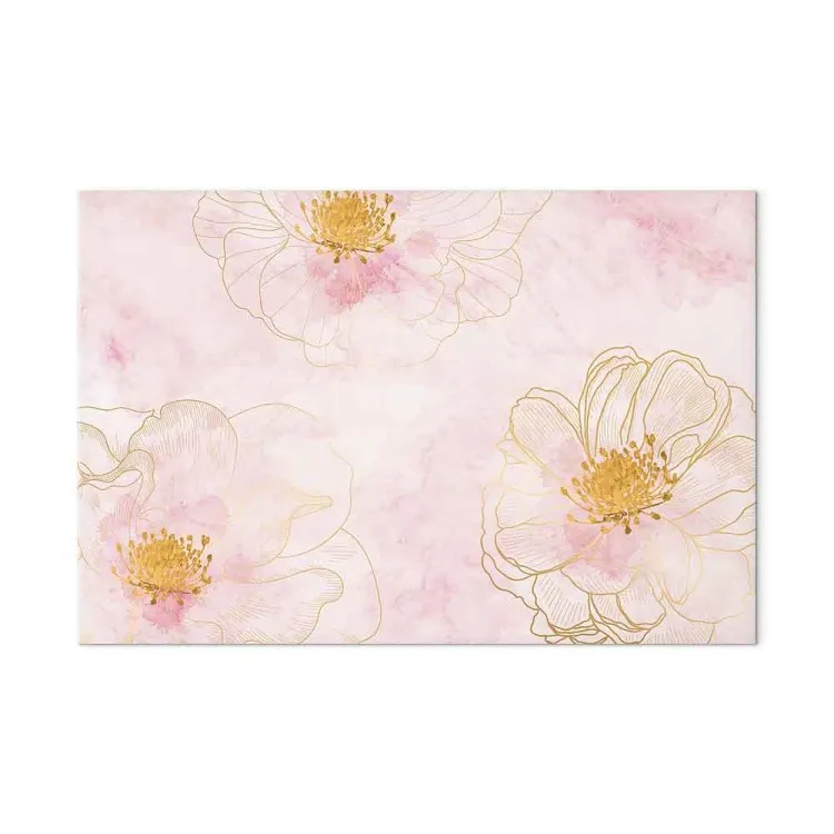 Blossom - abstraktion med tre blommor på en rosa bakgrund