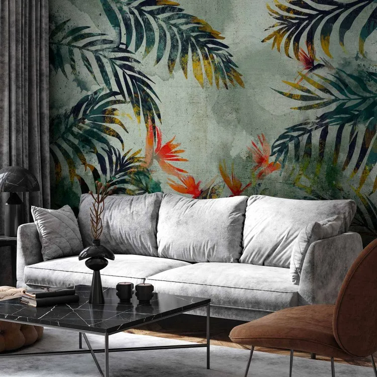 Exotisk växtlighet i djungeln - grönt växtmotiv i akvarellstil