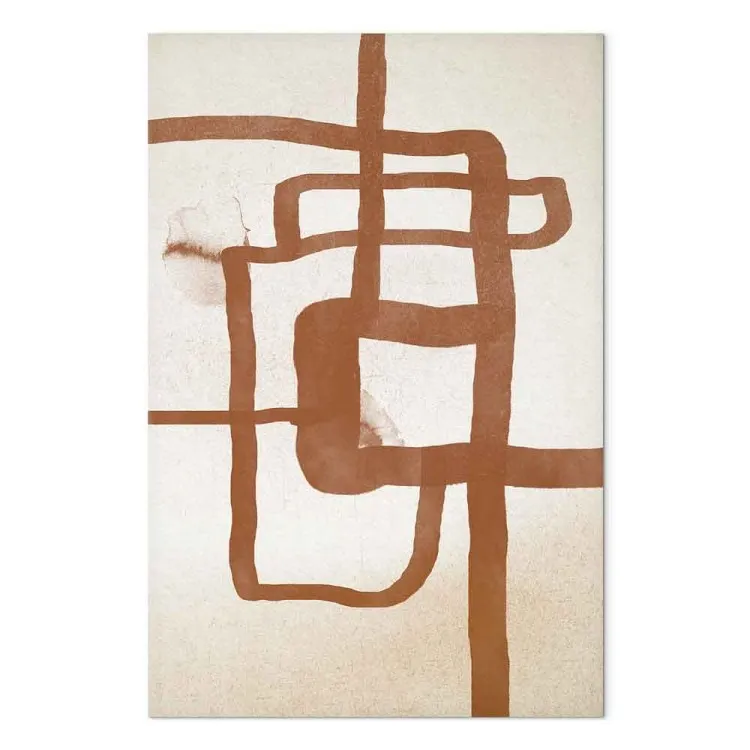 Path - Abstrakt komposition i stil med Scandi Boho med stansade linjer som påminner om en väg på en beige bakgrund