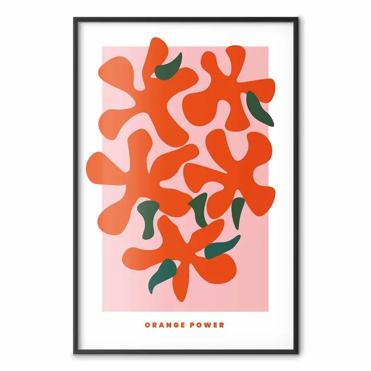 Apelsinbukett - abstrakta färgglada blommor och engelsk text