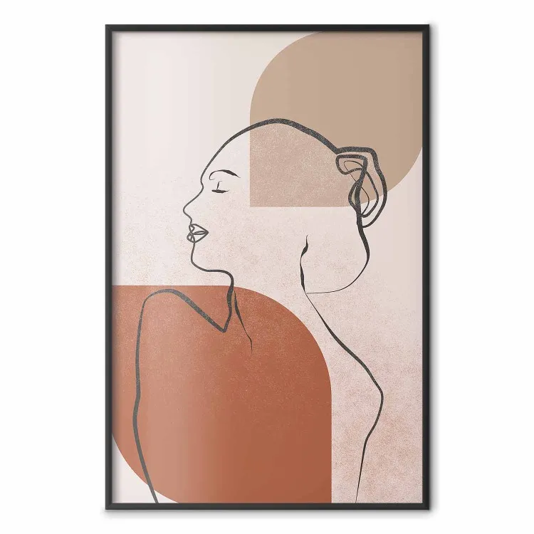 Kvinno siluett - linjeillustration på abstrakt varm botten