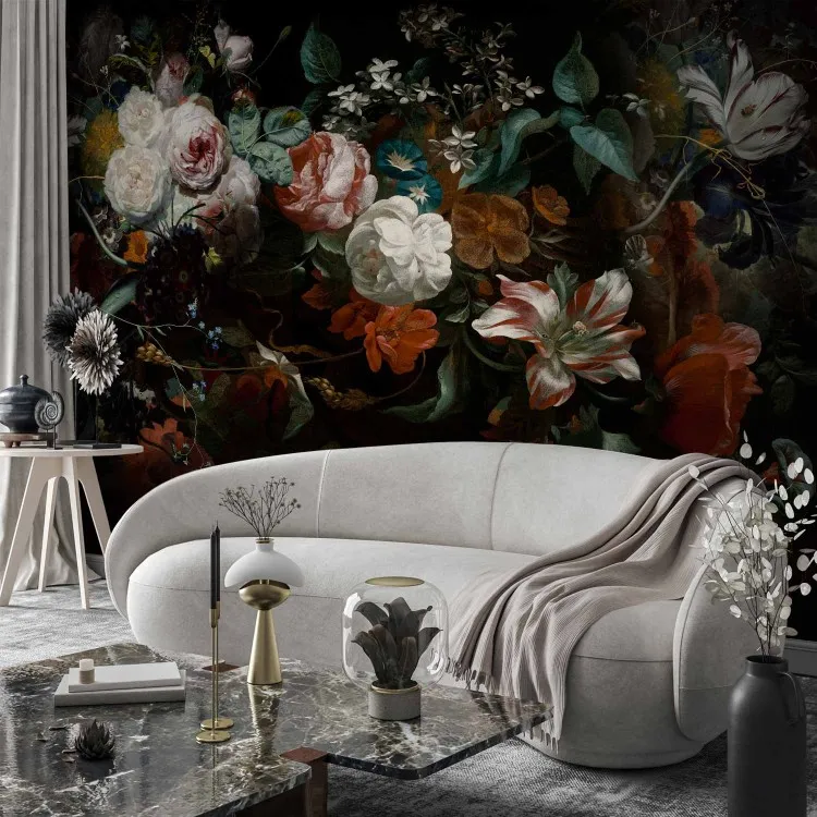 Blomstrande natur - växtkomposition med blommor i barockstil