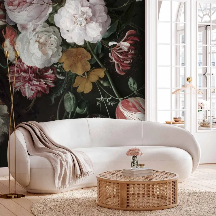 Vintageblommor - motiv med målade färgglada blommor