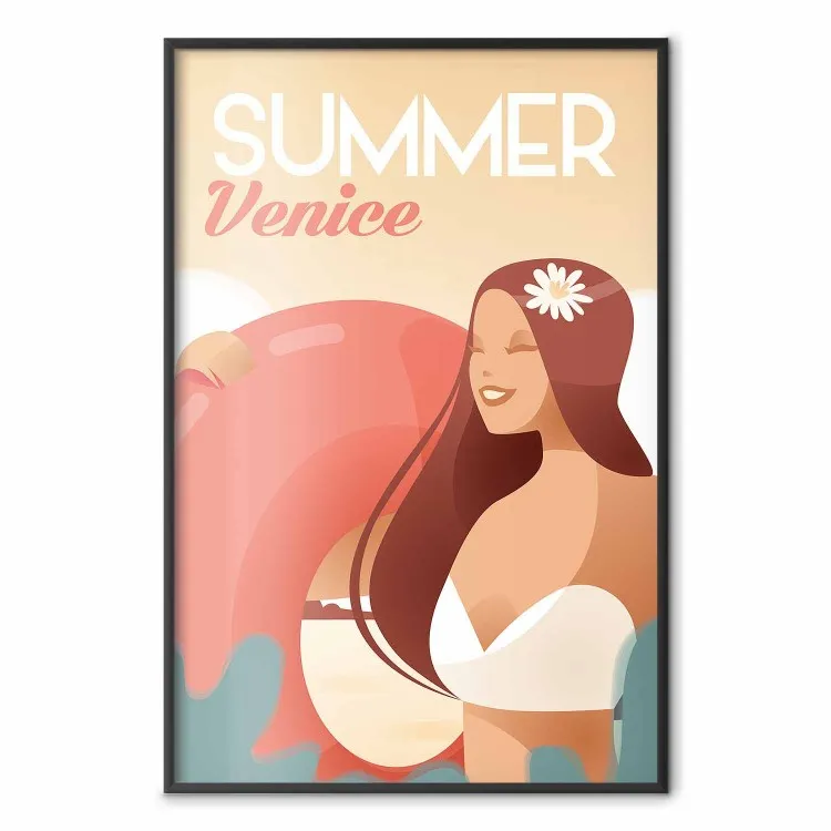 Sommar i Venedig - färgglatt sommarmotiv med kvinna på stranden