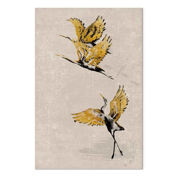 Gyllene tranor - komposition i japansk stil i beige