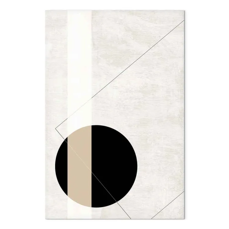 Svart cirkel och rektangel - geometrisk abstraktion på beige bakgrund