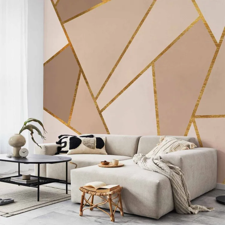 Brun geometri - komposition som visar trianglar och fyrhörningar