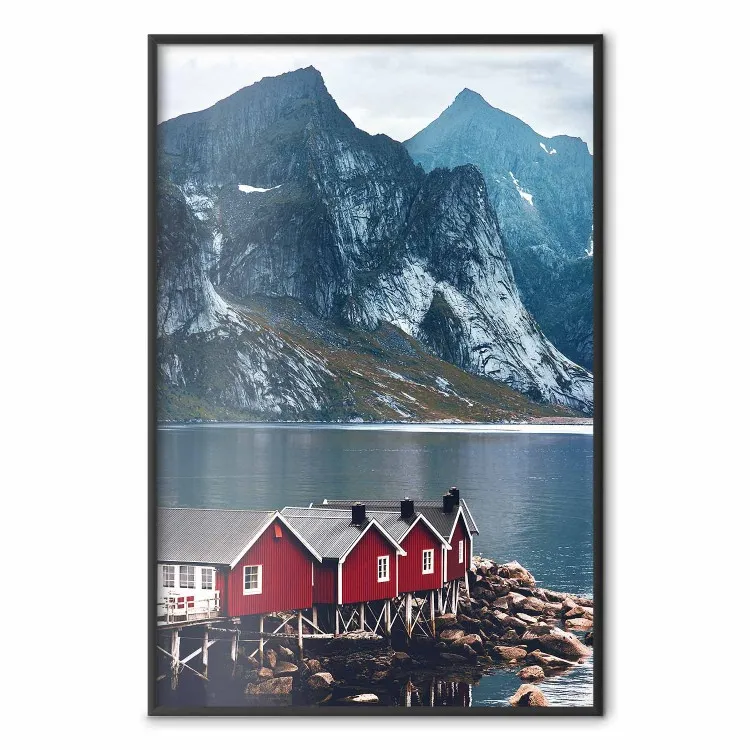 Röda hus - bylandskap på Lofoten