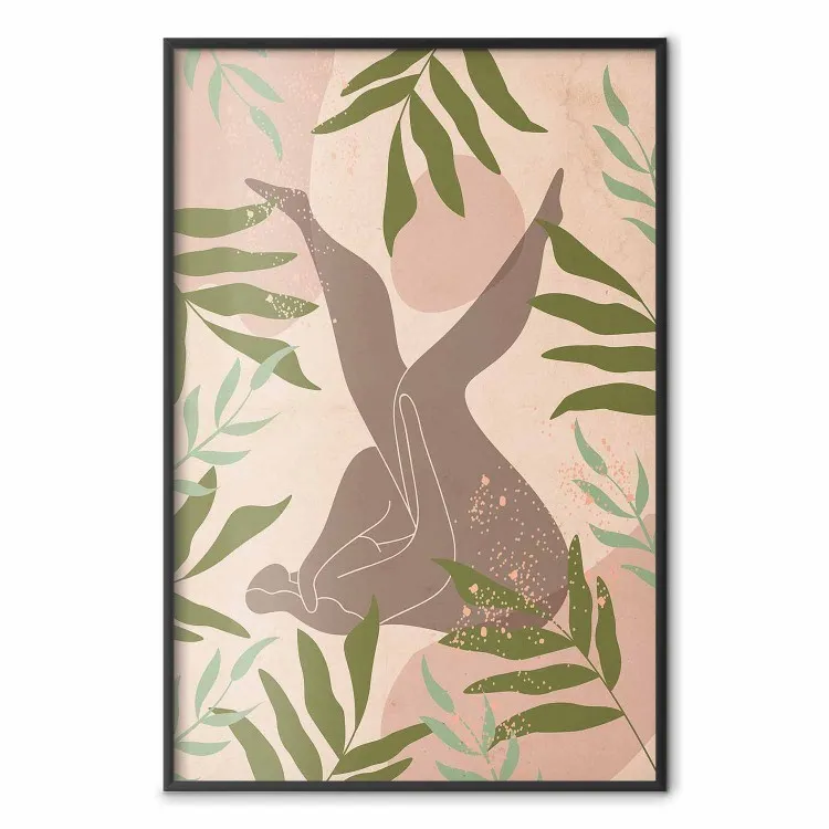 I naturen - illustration av kvinna och växtmönster