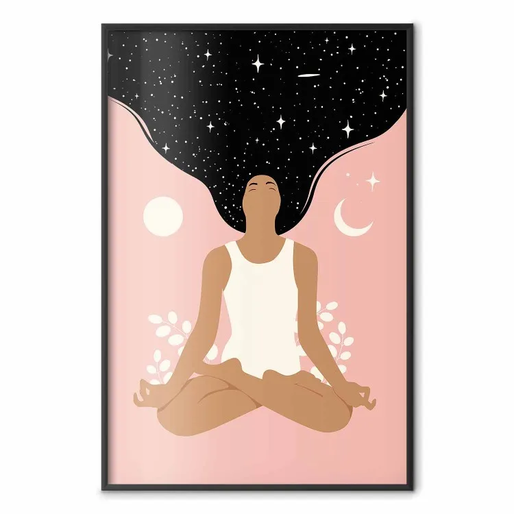 Meditation - grafiskt mönster av kvinna i yogaposition