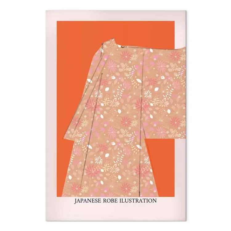Japanskt kimono (1-del) vertikal - texter och kläder i Zen-stil