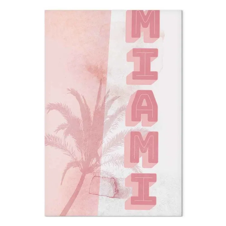 Stadsneon (1-del) - Rosa "Miami" text mot bakgrund av hög palm