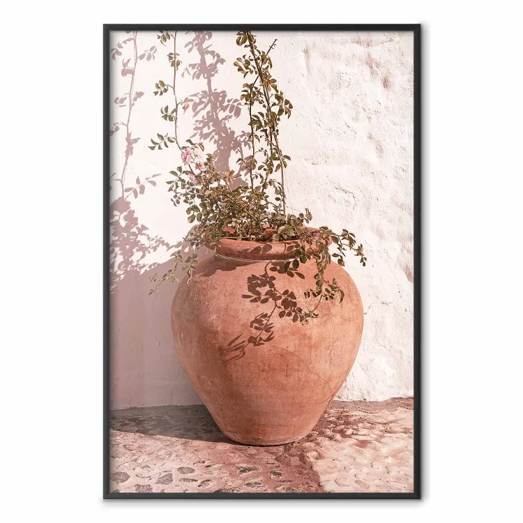 Blommor i en kanna - växt som växer ut ur en lerkruka
