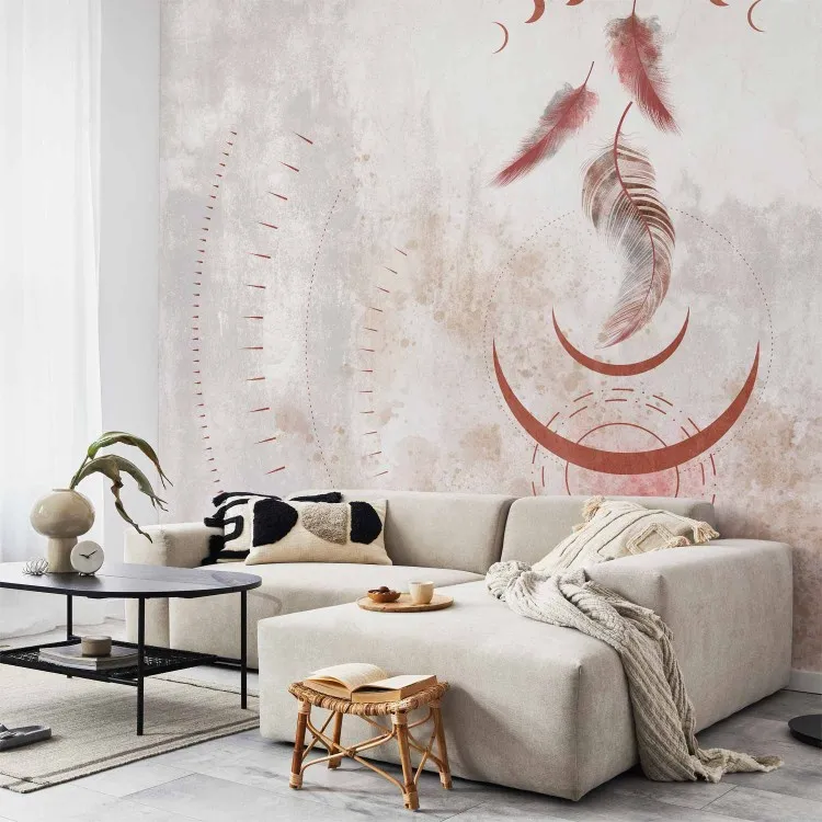 Boho Magic - Composition of Geometric Shapes and Feathers