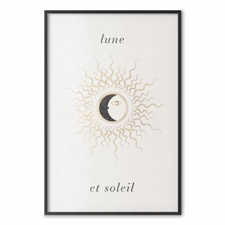Månen och solen - grafisk framställning av himlakroppar i ljusa toner