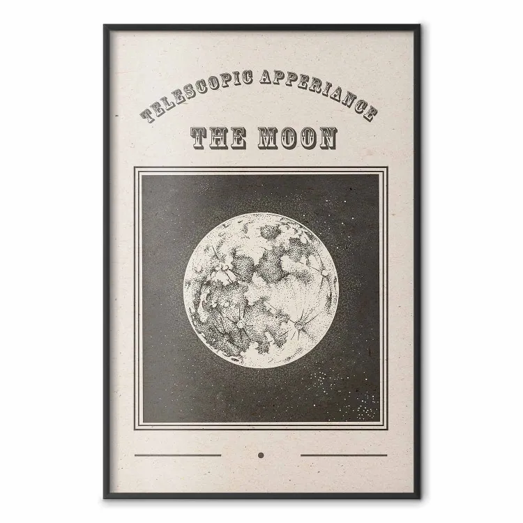 Utsikt över månen - illustration stiliserad från en gammal albumgravyr
