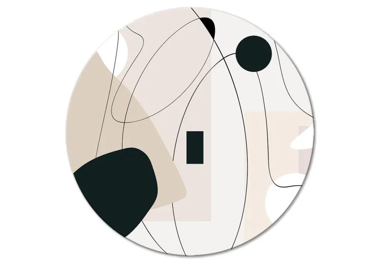 Abstraction - Black Shapes on a Beige Background Connected by Lines