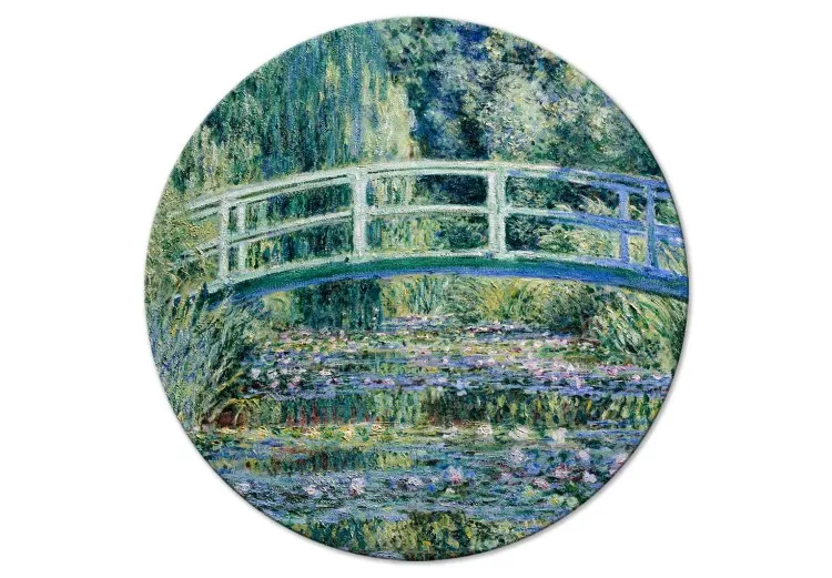 Claude Monets japanska bro vid Giverny - vårligt skogslandskap med flod