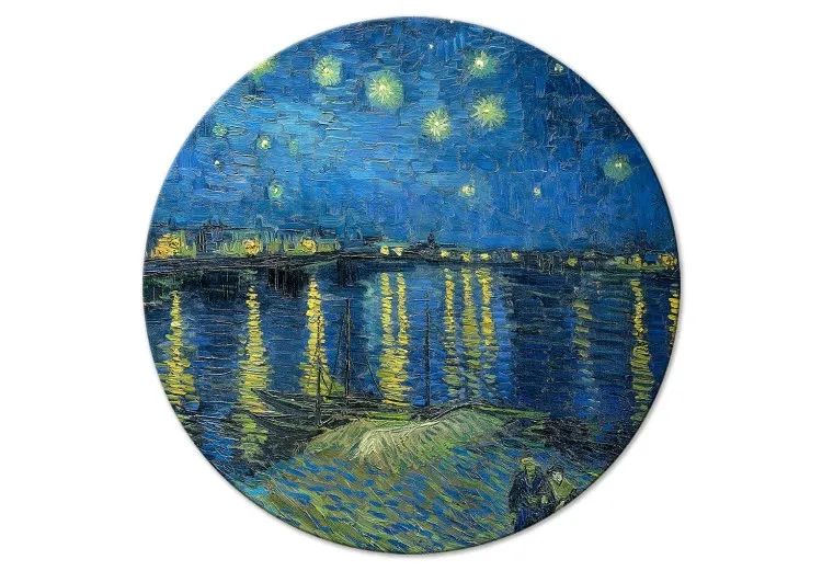 Vincent van Gogh - Stjärnklar natt över Rhône - båt mot en blå himmel