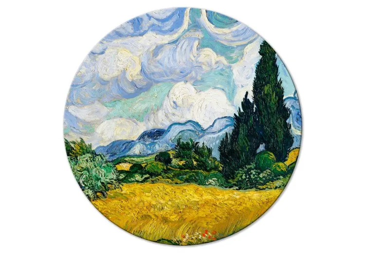 Vincent Van Gogh - landskap med ett gult fält av sagebrush och cypresser