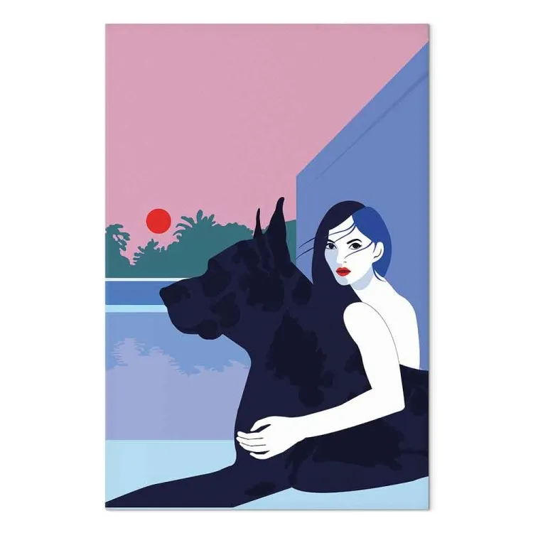 Kvinna med hund (1-del) - minimalistisk vektorillustration