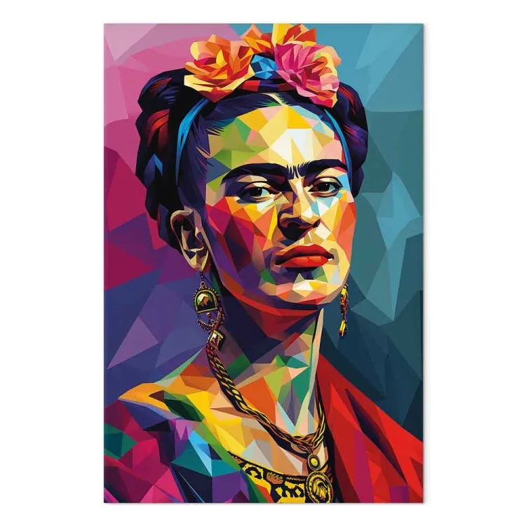 Frida Kahlo - geometriskt porträtt av målaren i Picasso-stil
