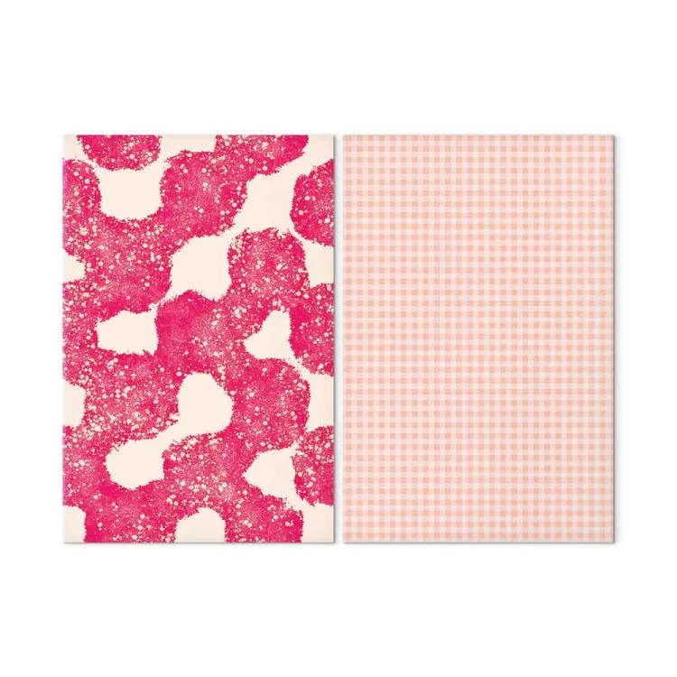 Rosa kompositioner - geometriska mönster i pastell och abstrakta fläckar på en ljus bakgrund