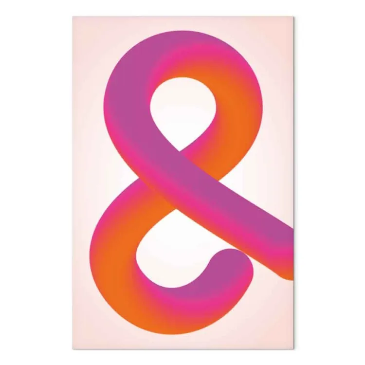 Ampersand illusion - en gradientfigur i intensiva nyanser av rosa och orange