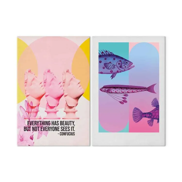 Fancy compositions - surrealistiska fiskar och skulpturer med inspirerande citat